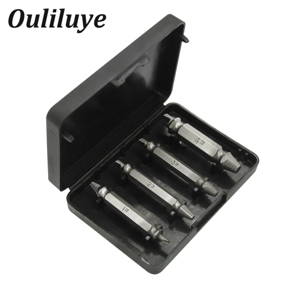 4Pcs Screw Extractor Drill Bits Guide Set Broken Damaged Bolt Remover Double Head Broken Stud Stripped Screw Removal Tool Case
4Pcs Screw Extractor Drill Bits Guide Set Broken Damaged Bolt Remover Double Head Broken Stud Stripped Screw Removal Tool Case