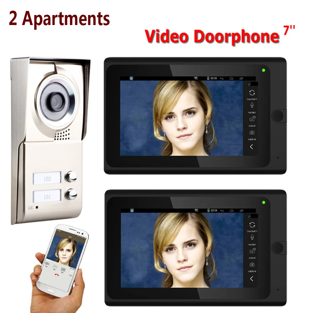 7inch Record Wired Wifi 2 Apartments Video Door Phone Intercom System IR-CUT HD 1000TVL Camera Doorbell Camera with 2 button 2
7inch Record Wired Wifi 2 Apartments Video Door Phone Intercom System IR-CUT HD 1000TVL Camera Doorbell Camera with 2 button 2