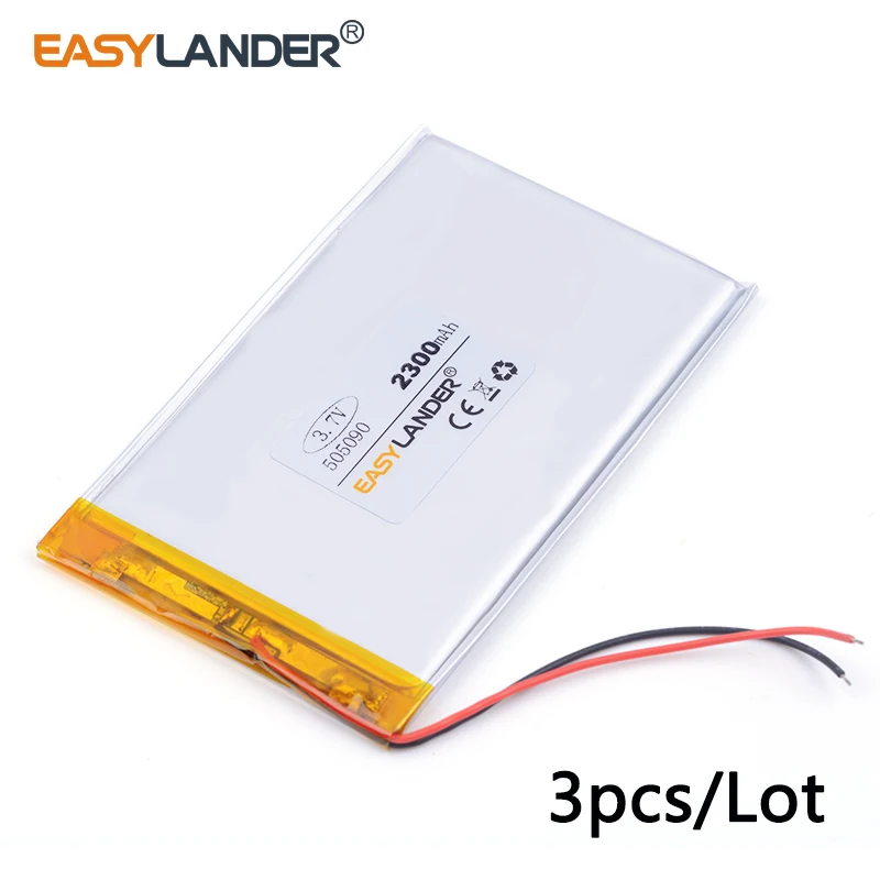 3pcs /Lot 3.7v lithium Li ion polymer rechargeable battery 505090 2300mah With Protection Board For MP3 MP4 GPS Digital Products
3pcs /Lot 3.7v lithium Li ion polymer rechargeable battery 505090 2300mah With Protection Board For MP3 MP4 GPS Digital Products