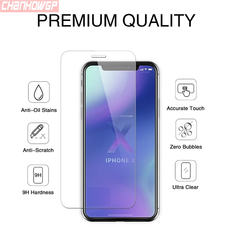 Закаленное стекло 9H для iPhone X XS Max XR 6 6S 7 8 Plus 10 защитный стеклянный чехол 5 5s 5C SE 4