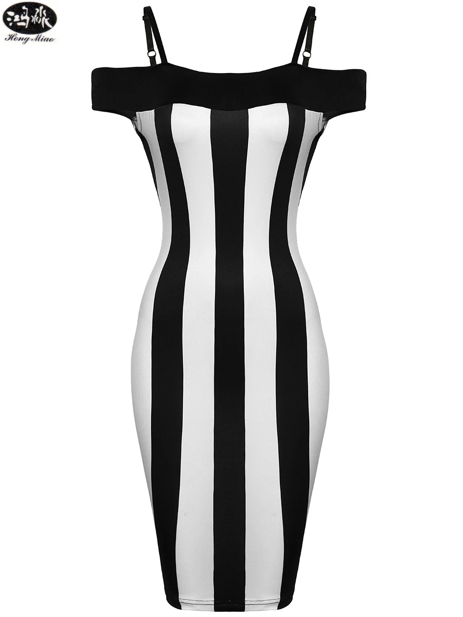 HongMiao 2018 Backless Slash Cheap Bandage Dress New Summer Women Black and White Striped Dress Off Shoulder Midi Dress
HongMiao 2018 Backless Slash Cheap Bandage Dress New Summer Women Black and White Striped Dress Off Shoulder Midi Dress