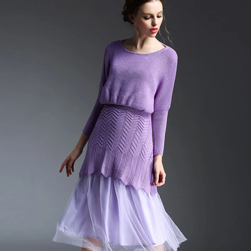 women purple lace 2 piece dress chiffon knitting full bud cute above knee mini dress autumn winter Knitted dress CJ0002YH0030
women purple lace 2 piece dress chiffon knitting full bud cute above knee mini dress autumn winter Knitted dress CJ0002YH0030