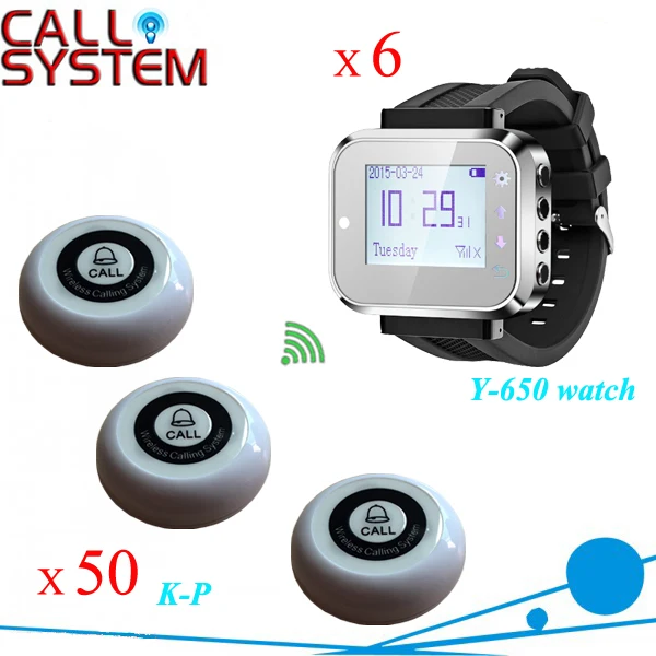 One set 50 buzzer beeper with 6 wrist pager watches Wireless server calling system for catering equipment
One set 50 buzzer beeper with 6 wrist pager watches Wireless server calling system for catering equipment