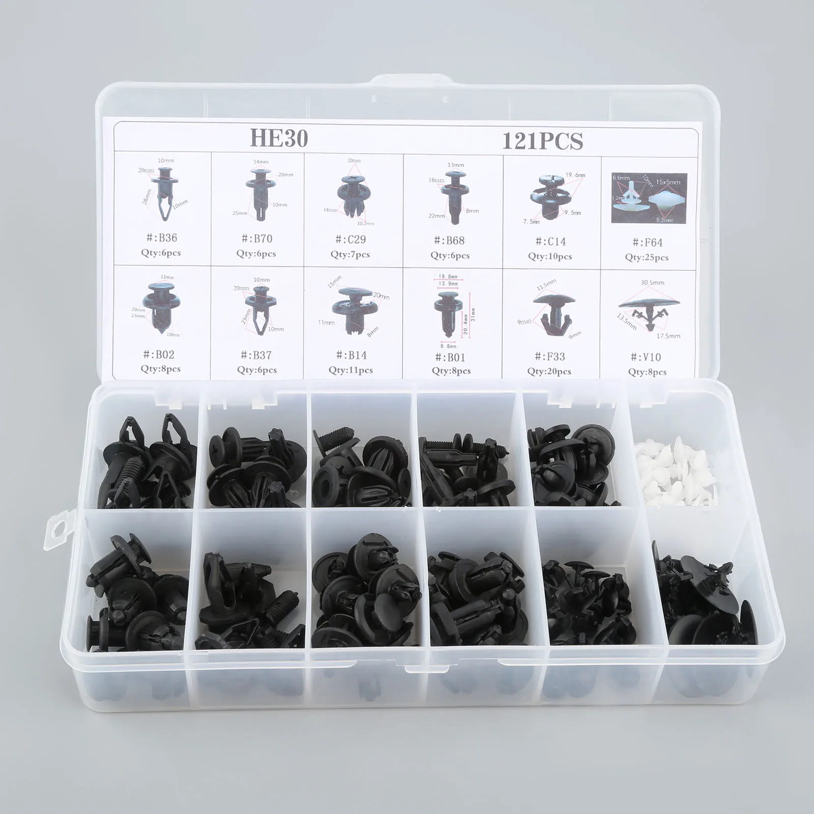 Yetaha 121PCS Universal Car Mixed Fastener Nylon Boxed Rivet Clips Fender Fixed Clamp Plastic Door Buckle Fastener For Honda
Yetaha 121PCS Universal Car Mixed Fastener Nylon Boxed Rivet Clips Fender Fixed Clamp Plastic Door Buckle Fastener For Honda