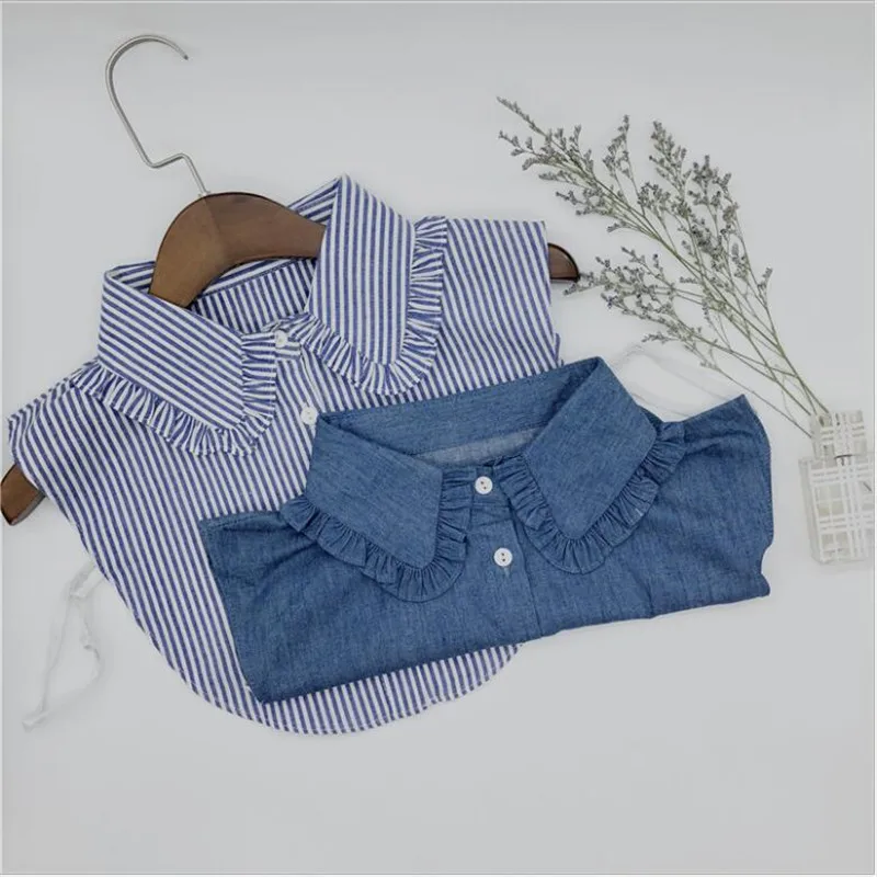 New Fashion Women Cotton Washed Cowboy Collars Lace Peter Pan Fake Shirt Detachable Collar Striped blue Jeans tie collar girls
New Fashion Women Cotton Washed Cowboy Collars Lace Peter Pan Fake Shirt Detachable Collar Striped blue Jeans tie collar girls