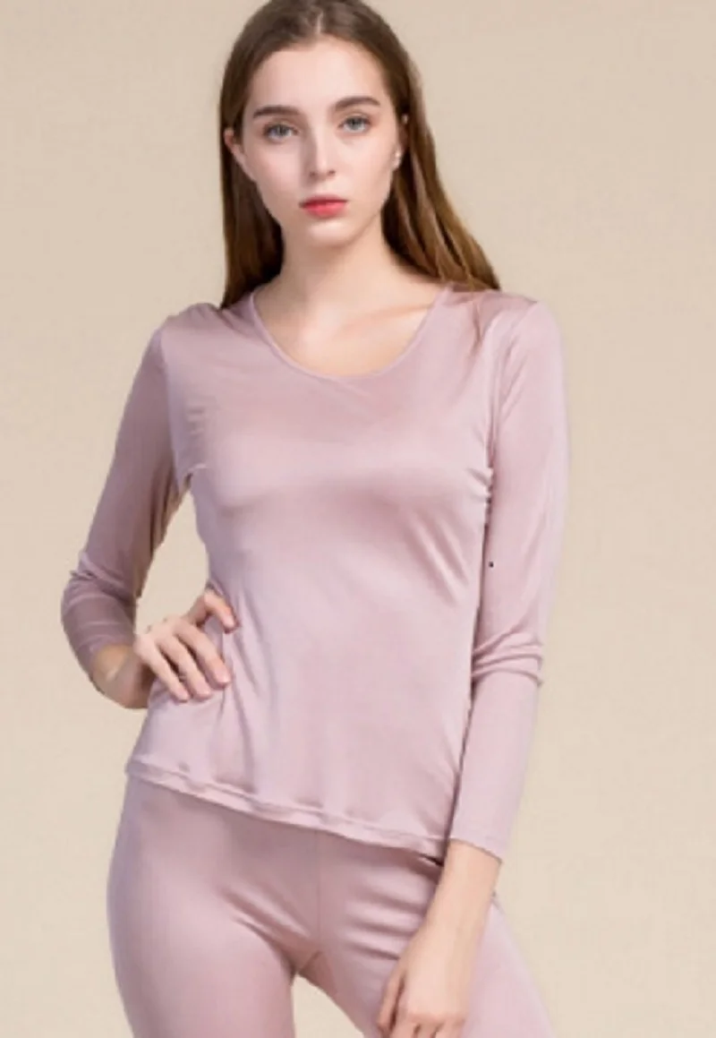 New silk thermal underwear set female round collar pure color 100% mulberry silk double knit long Johns
New silk thermal underwear set female round collar pure color 100% mulberry silk double knit long Johns