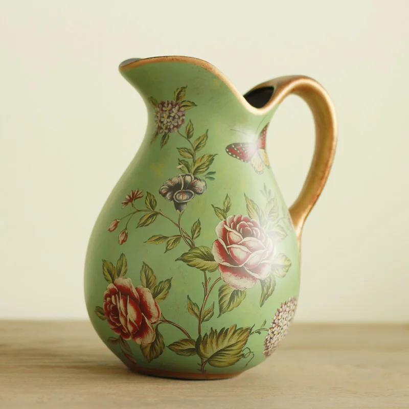 European rural living room decor decoration Home Furnishing kiss flowers painted ceramic vase flower pot of milk
European rural living room decor decoration Home Furnishing kiss flowers painted ceramic vase flower pot of milk