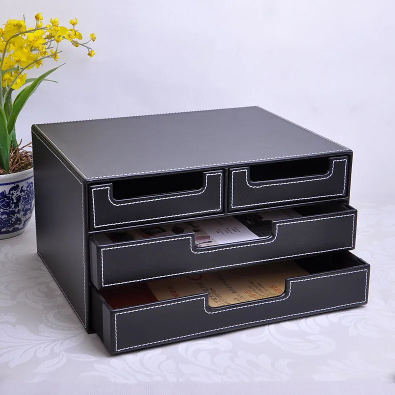 3-layer 4-drawer wood structure leather desk filing cabinet storage box office organizer document container black 216A
3-layer 4-drawer wood structure leather desk filing cabinet storage box office organizer document container black 216A