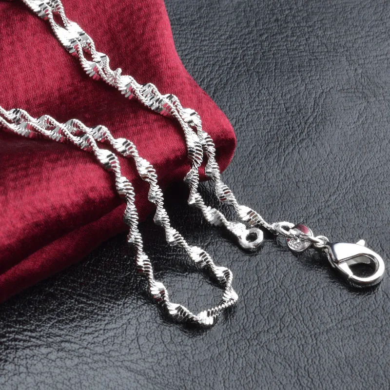 Top Quality Genuine 925 Sterling Silver Necklace Chains With Lobster Clasps 16"-30" 2MM Water wave chain Necklace
Top Quality Genuine 925 Sterling Silver Necklace Chains With Lobster Clasps 16"-30" 2MM Water wave chain Necklace