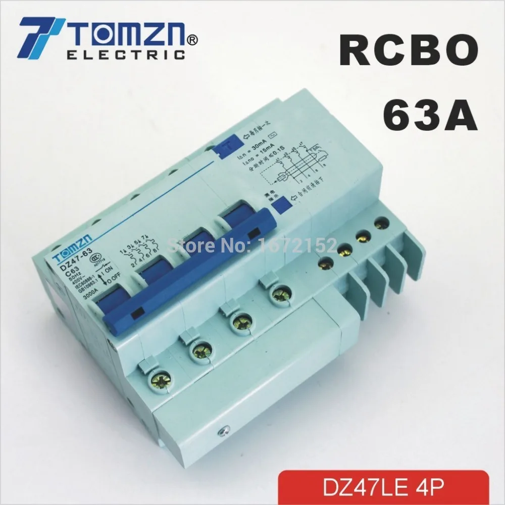 4P 63A DZ47LE63A 400V~ C type Residual current Circuit breaker with over current and Leakage protection RCBO
4P 63A DZ47LE63A 400V~ C type Residual current Circuit breaker with over current and Leakage protection RCBO
