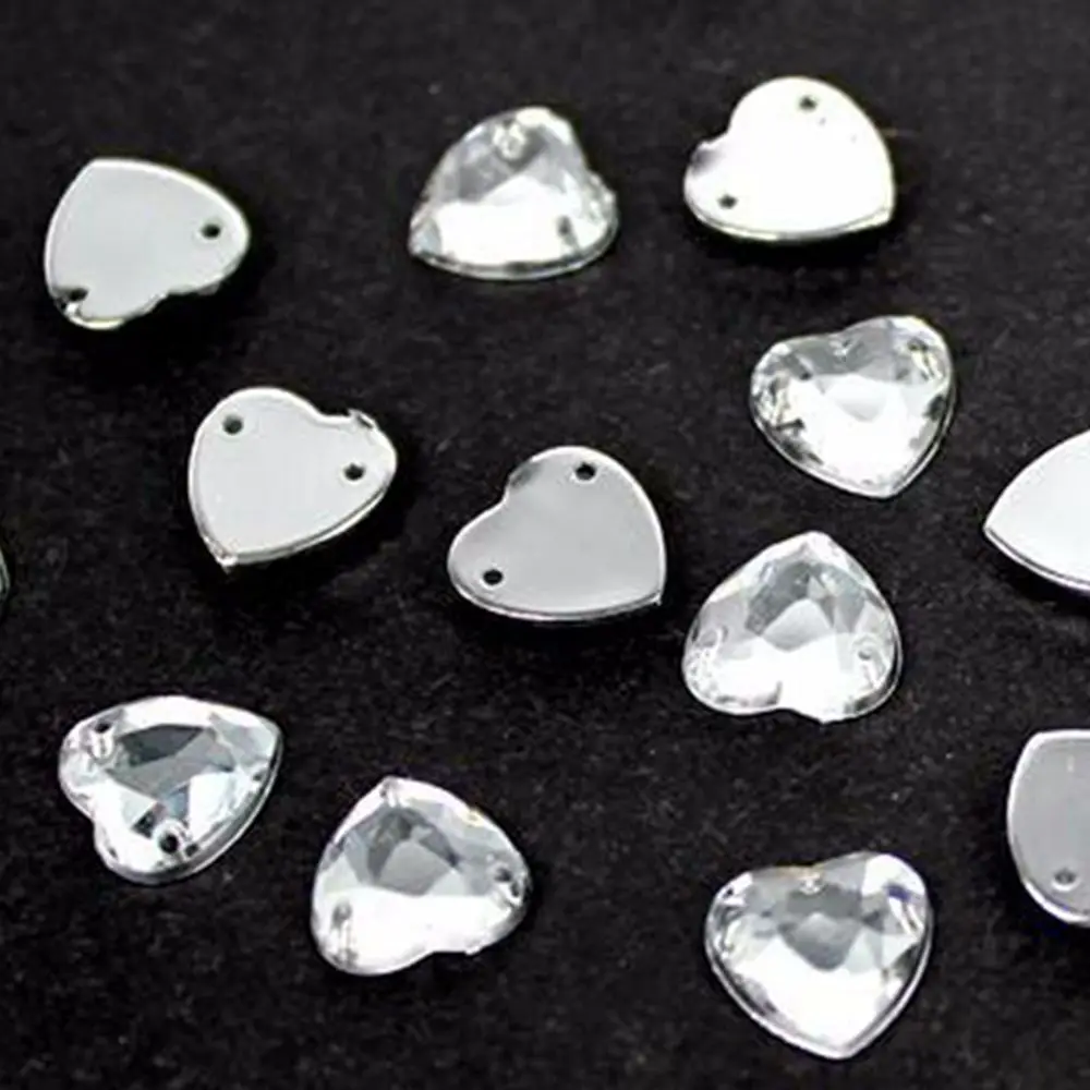 

Sewing Heart Shape Strass 8mm 10mm 14mm 16mm 18mm 25mm Flatback Taiwan Acrylic Crystal Clear Sew On DIY Rhinestones For Garment