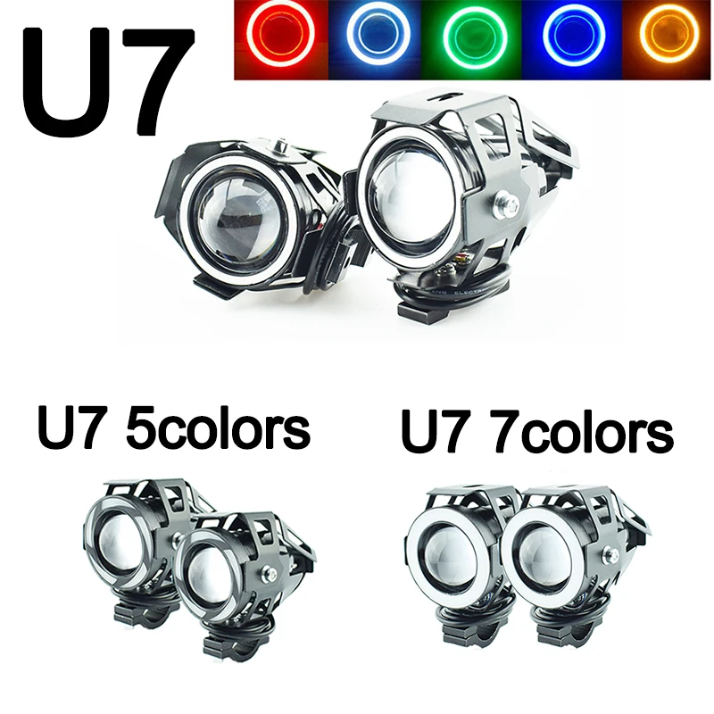 

2Pcs 12V 125w Motorcycle LED U7 Headlamp 6500K moto Fog Lamp Motorcycle auxiliary Driving Light 3000lm Motorbike Spot Headlight