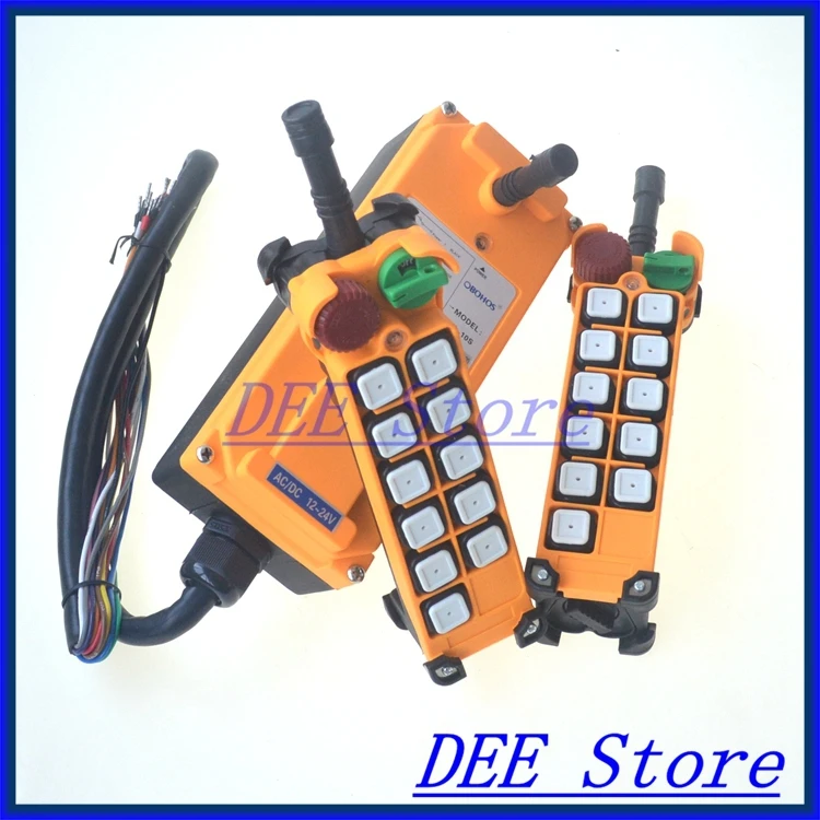 

10 channels 1 Speed 2 transmitters Hoist Crane Remote Control Push Button Switch System Emergency-Stop