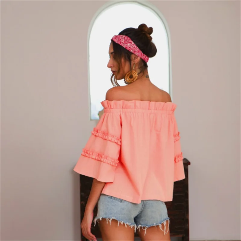 2019 Fashion Lace Womens Clothing Slash Neck Beach Casual Ruffles Sexy Off Shoulder T Shirt
2019 Fashion Lace Womens Clothing Slash Neck Beach Casual Ruffles Sexy Off Shoulder T Shirt