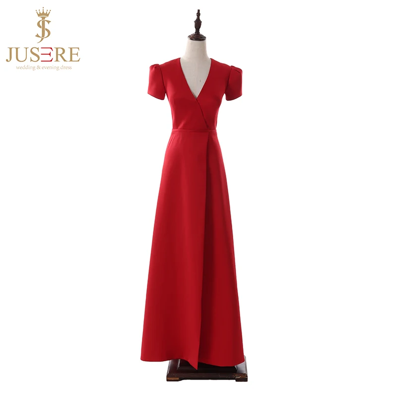Jusere Real Photos Simple Red Straight Evening Dress Short Sleeves V Neck Occasion Dresses Reception Dresses Elegant
Jusere Real Photos Simple Red Straight Evening Dress Short Sleeves V Neck Occasion Dresses Reception Dresses Elegant