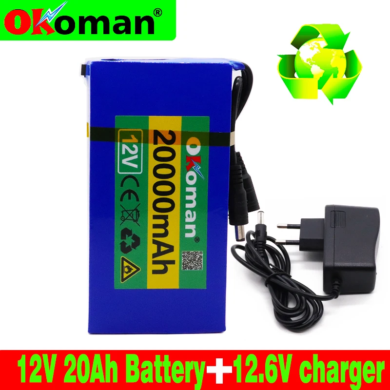 Okoman перезаряжаемый переносной аккумулятор 12v 20000mAh комплект литий ионных батарей