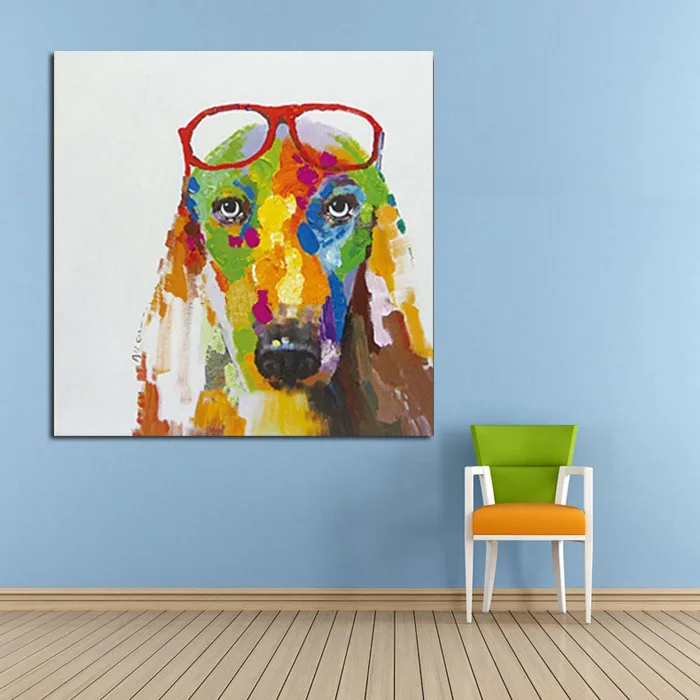 Free Shipping Wholesale 100% Hand painted Abstract Dog wear glass Oil Painting home Decorative canvas Picture Living Room Decor
Free Shipping Wholesale 100% Hand painted Abstract Dog wear glass Oil Painting home Decorative canvas Picture Living Room Decor