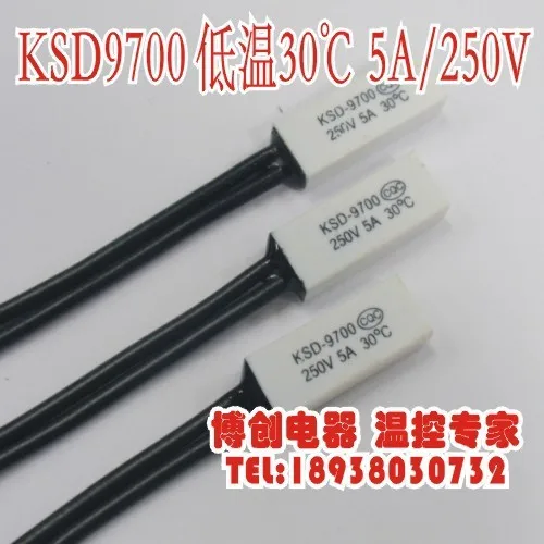 Battery thermal protector / thermostat / thermostat switch KSD9700 30 degrees 5A / 250V normally closed
Battery thermal protector / thermostat / thermostat switch KSD9700 30 degrees 5A / 250V normally closed
