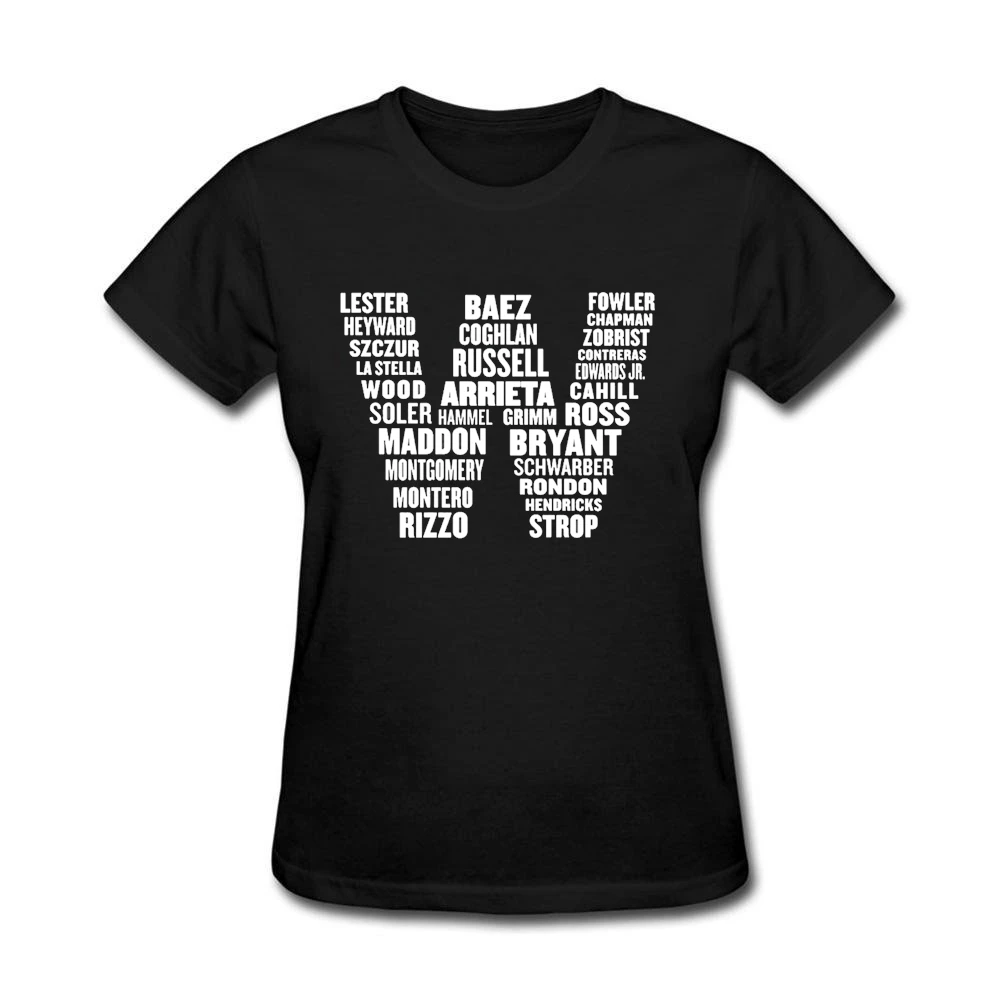 Chicago Cubs W Flag Names Shirt Women's Formal Tshirt Memorial Day Print Own T-shirt Woman Outfits Natural Cotton O-neck Short | Женская