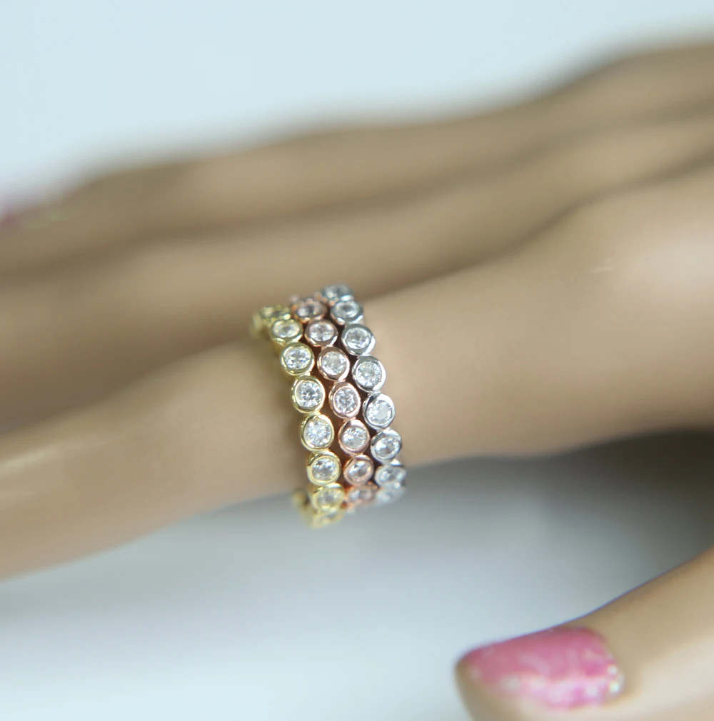 Женское штабелируемое кольцо из 100% настоящего серебра 925 пробы Простые Свадебные