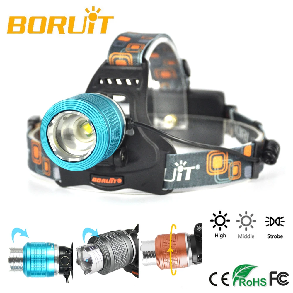 BORUiT Zoomable Headlamp 1000LM XML T6 LED Headlight 3-Mode zoom IPX5 Waterproof Head Torch Camping Fishing Flashlight 18650
BORUiT Zoomable Headlamp 1000LM XML T6 LED Headlight 3-Mode zoom IPX5 Waterproof Head Torch Camping Fishing Flashlight 18650