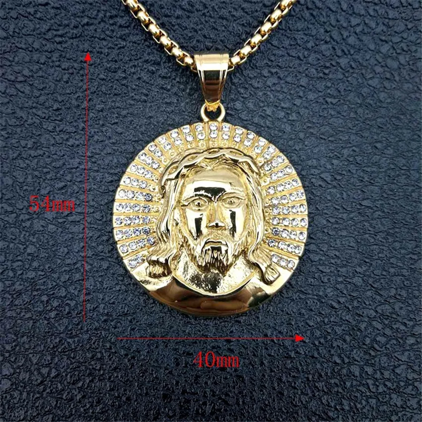 Hiphop Round Jesus Piece Christ Necklaces Pendants Gold Color Stainless Steel Chain For Men Iced Out Rhinestone Jewelry XL1061
Hiphop Round Jesus Piece Christ Necklaces Pendants Gold Color Stainless Steel Chain For Men Iced Out Rhinestone Jewelry XL1061
