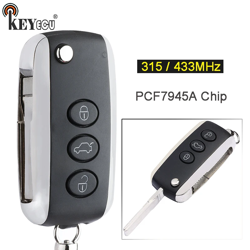 KEYECU 315MHz/ 433MHz PCF7945A/ 46 Chip Replacement Flip Remote Car Key Fob 3 Button for Bentley Continental GT GTC Flying Spur
KEYECU 315MHz/ 433MHz PCF7945A/ 46 Chip Replacement Flip Remote Car Key Fob 3 Button for Bentley Continental GT GTC Flying Spur