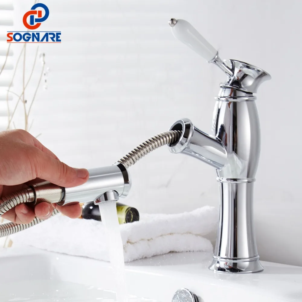 SOGNARE Contemporary Basin Faucet For Bathroom Faucet Single Handle Bathroom Pull Out Sink Tap Basin Mixer Brass Chrome Taps
SOGNARE Contemporary Basin Faucet For Bathroom Faucet Single Handle Bathroom Pull Out Sink Tap Basin Mixer Brass Chrome Taps