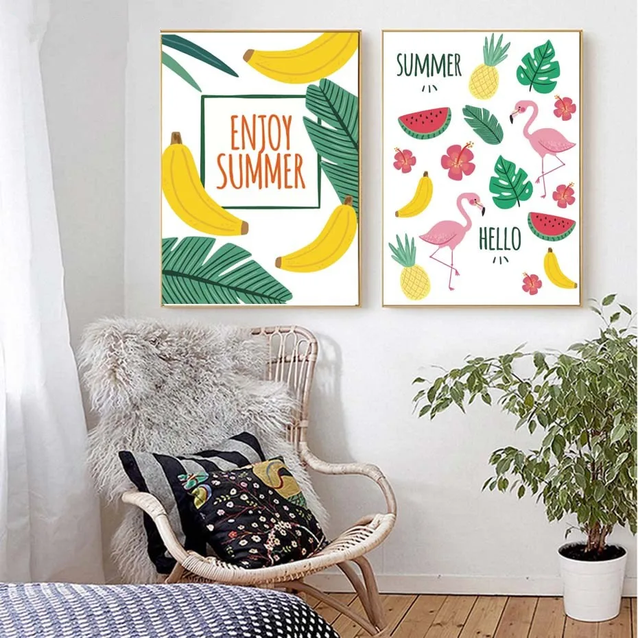Enjoy Summer Banana Fruit Flamingo Canvas Painting nordic holiday Poster and Prints For Modern Home Wall Art Decoration Pictures
Enjoy Summer Banana Fruit Flamingo Canvas Painting nordic holiday Poster and Prints For Modern Home Wall Art Decoration Pictures