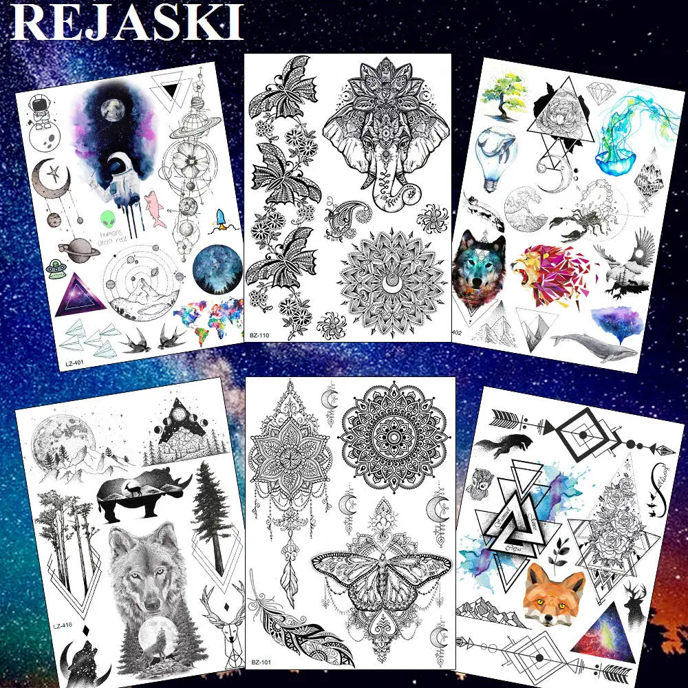 REJASKI Rattan Mehndi Elephant Black Henna Temporary Tattoos For Women Men Sticker Fake Tatoos Art Pendant Custom Tattoo 
REJASKI Rattan Mehndi Elephant Black Henna Temporary Tattoos For Women Men Sticker Fake Tatoos Art Pendant Custom Tattoo