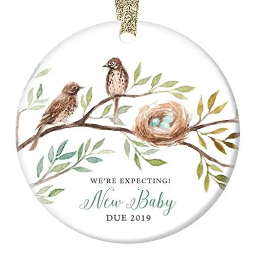 

We're Expecting New Baby Due 2019 Christmas Ceramics Ornament,Pregnancy Announcement Porcelain Ornament,Gift For Parents