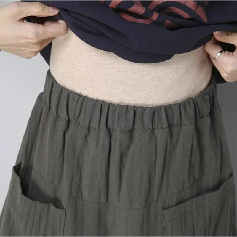 Women Spring summer Cotton Linen Elastic Waist Skirts Ladies Loose Casual Solid Color Bud Skirts Female Straight Pockets Skirts
Women Spring summer Cotton Linen Elastic Waist Skirts Ladies Loose Casual Solid Color Bud Skirts Female Straight Pockets Skirts