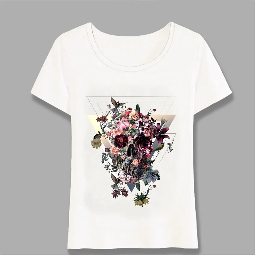 Fashion Women T Shirt Day Of The Dead Sugar Skulls Print T-Shirt Mini Casual Tops Girl Punk Tees Hipster Short Sleeve Harajuku | Женская