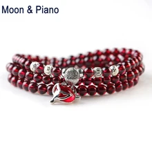 Natural Garnet Bracelets Wine Red Bead with Fox Pendant 925 Sterling Silver Bracelet for Women Girl Crystal Multiplayer Jewelry