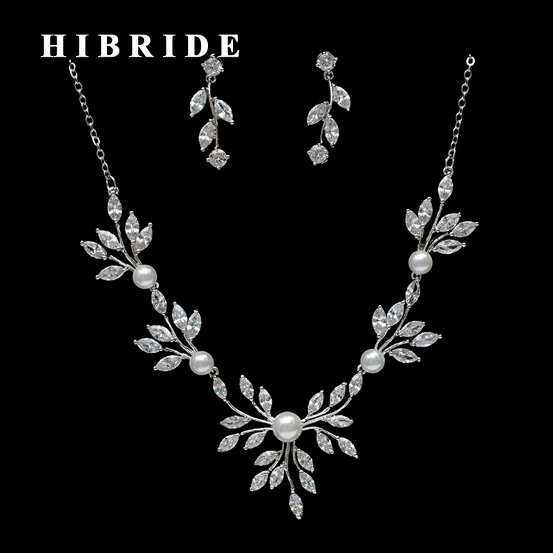 HIBRIDE Beaudtiful Flower Clear Cubic Zirconia Jewelry Sets Women Wedding Bridal Necklace Earring Set Dress Accessories N-259
HIBRIDE Beaudtiful Flower Clear Cubic Zirconia Jewelry Sets Women Wedding Bridal Necklace Earring Set Dress Accessories N-259