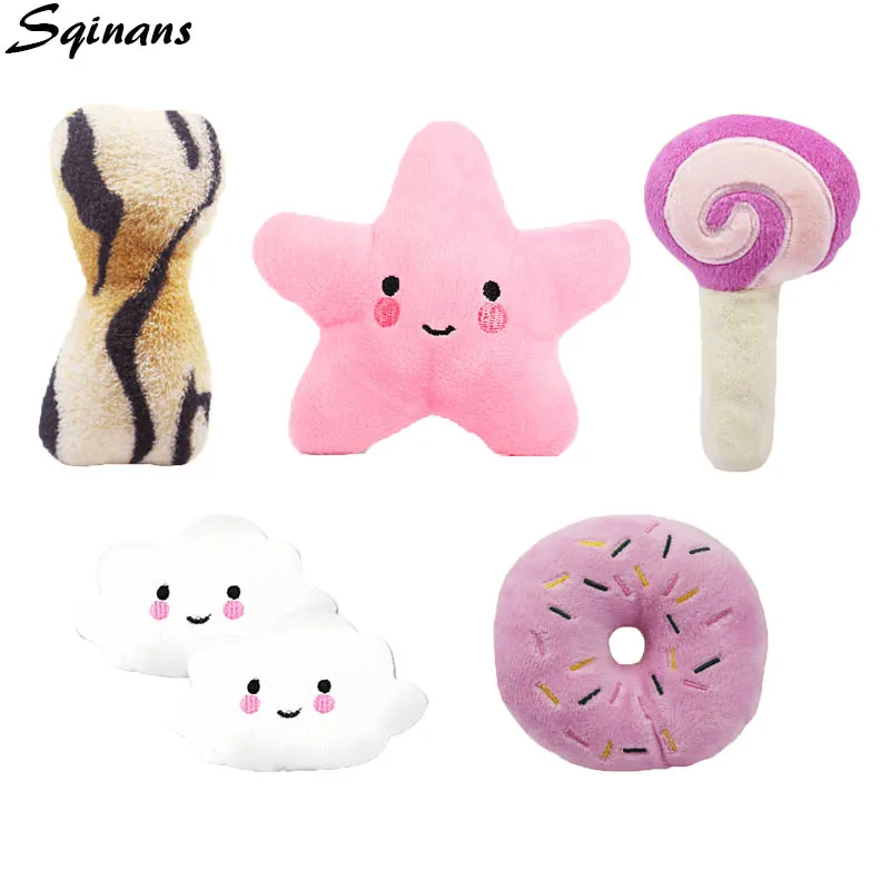 Sqinans 1pc Plush Dog Toys Bone/Donut/Five Star/Cloud/Lollipop Shape Puppy Squeaky Toy Pet Supplies
Sqinans 1pc Plush Dog Toys Bone/Donut/Five Star/Cloud/Lollipop Shape Puppy Squeaky Toy Pet Supplies