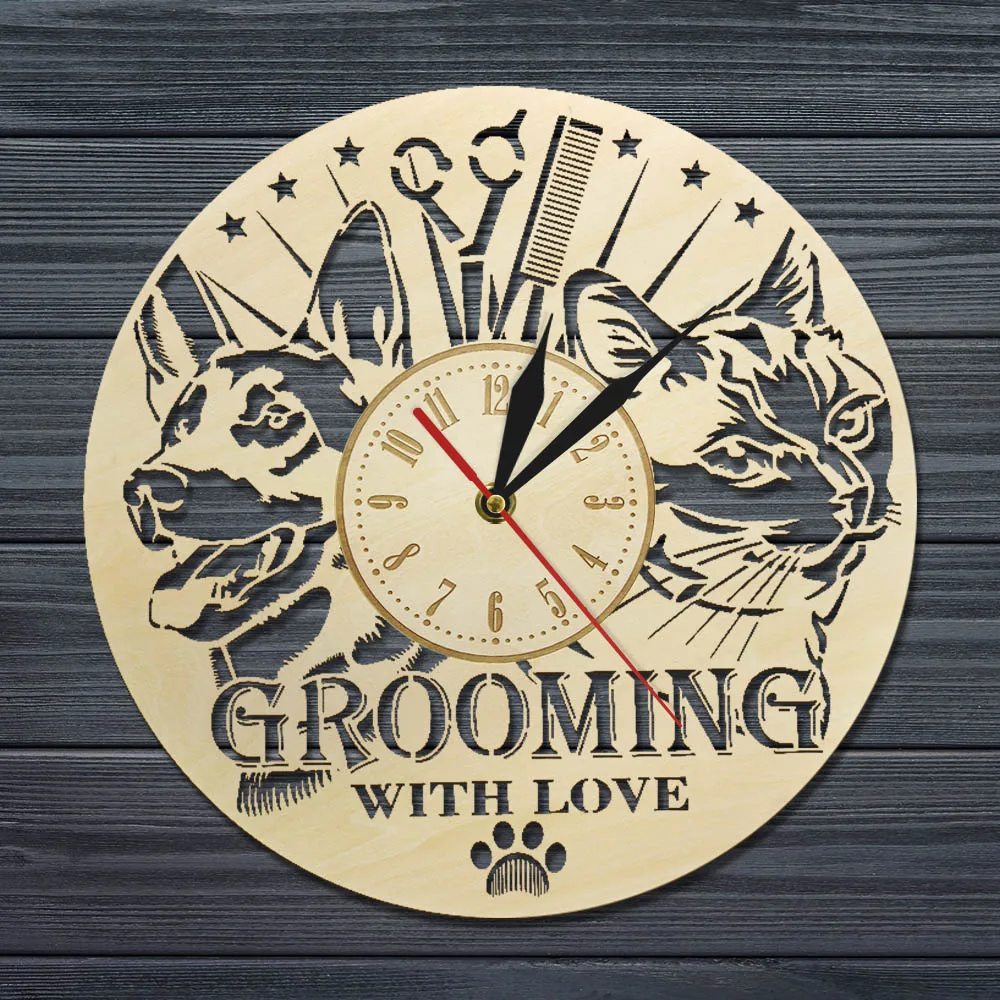 Настенные часы для ухода за домашними животными деревянные домашние украшения