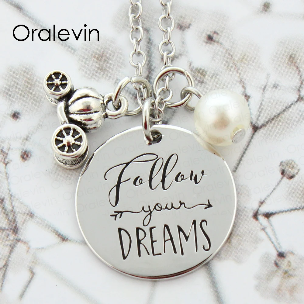 FOLLOW YOUR DREAMS Inspirational Engraved Hand Stamped Pendant Charms Chain Necklace Metal Silver Color Jewelry Gift, #LN302
FOLLOW YOUR DREAMS Inspirational Engraved Hand Stamped Pendant Charms Chain Necklace Metal Silver Color Jewelry Gift, #LN302