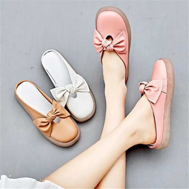 2019 New Round Head Bow Retro Wild Genuine Leather Shoes Woman Sandals Fashion Slippers Flat Soft Comfort Women Sandals Slippers
2019 New Round Head Bow Retro Wild Genuine Leather Shoes Woman Sandals Fashion Slippers Flat Soft Comfort Women Sandals Slippers
