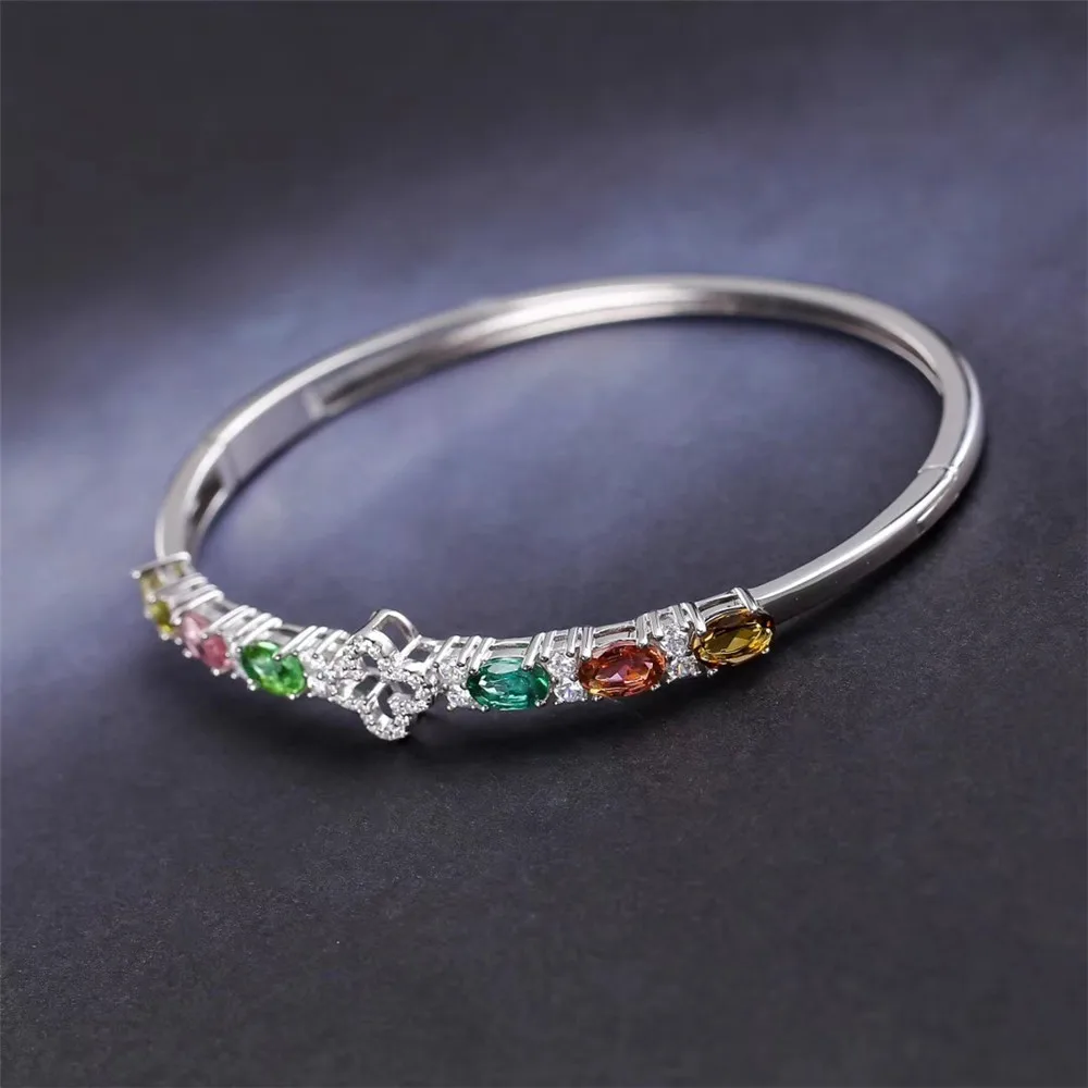SGARIT trendy new design bangle jewelry 925 sterling silver natural colorful tourmaline gemstone bangle for female
SGARIT trendy new design bangle jewelry 925 sterling silver natural colorful tourmaline gemstone bangle for female