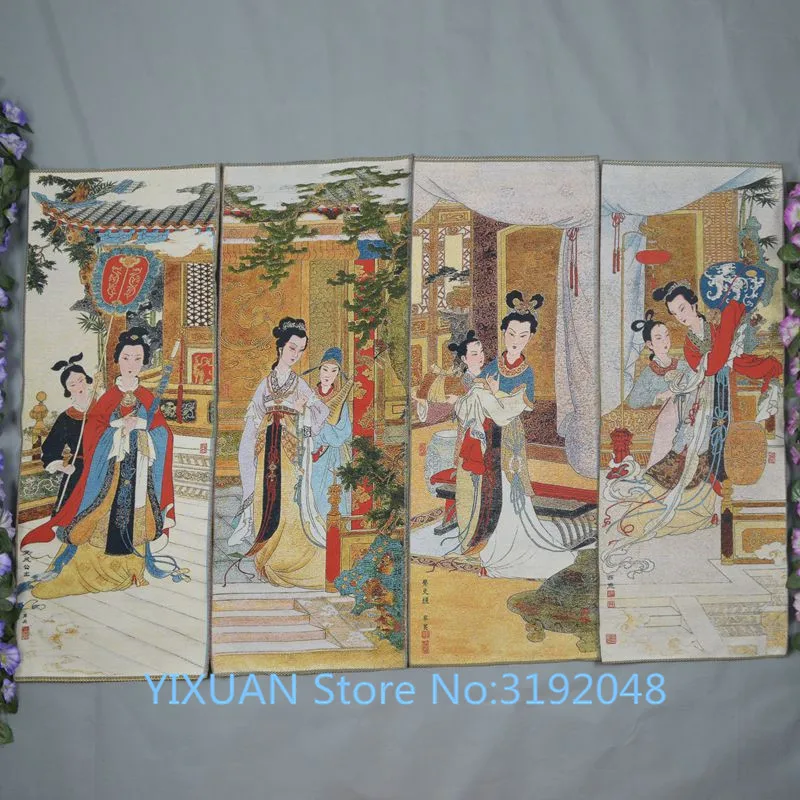 Silk embroidery four screen embroidered ancient beauty painting Cai Wenji Xi Shi.
Silk embroidery four screen embroidered ancient beauty painting Cai Wenji Xi Shi.