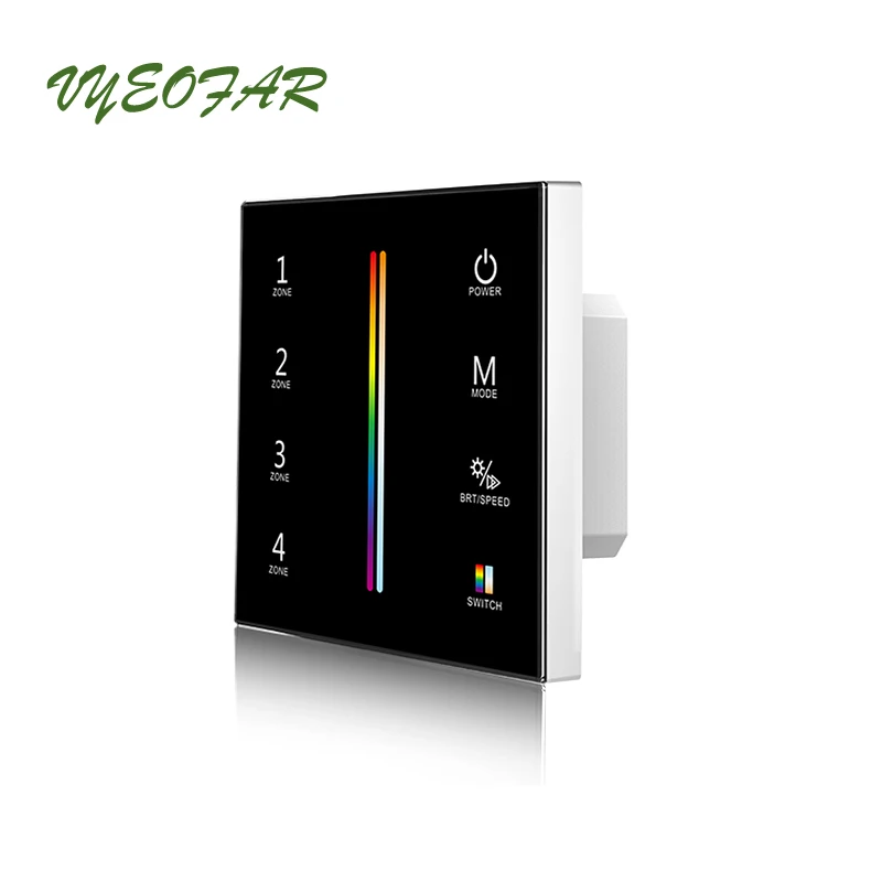 

Led RGBCCT Strip Controller 2.4GHz RF Remote 100V-240V Wall Touch Panel 4 Zones RGB CCT Tape Control 5 Channel Wireless Receiver