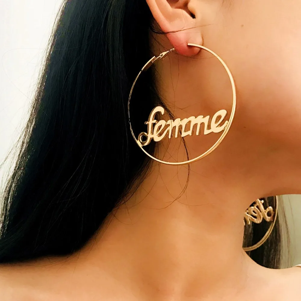 IngeSight.Z Punk Hyperbole Big Circle with Baby Femme Letter Hoop Earrings Women Fashion Jewelry Oorbellen Female
IngeSight.Z Punk Hyperbole Big Circle with Baby Femme Letter Hoop Earrings Women Fashion Jewelry Oorbellen Female