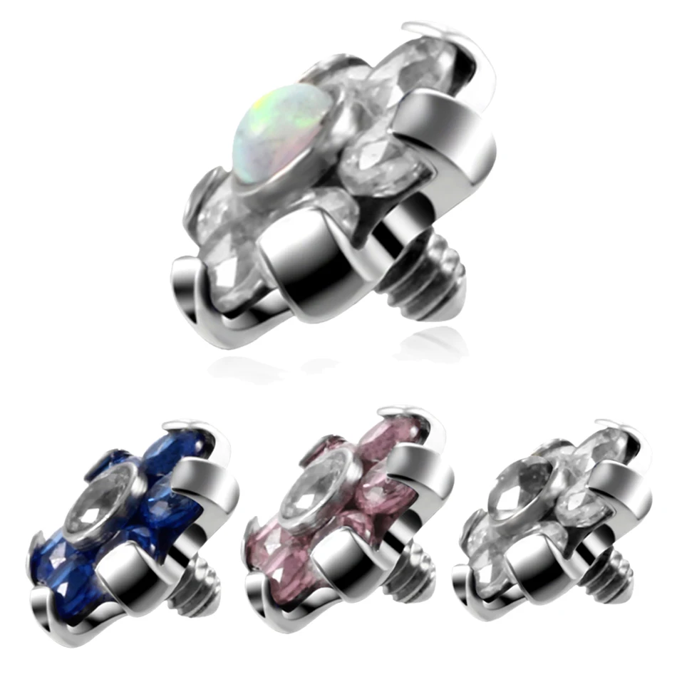 Steel Prong Set Crystal Flower Zircon Top with Titanium Base Dermal Anchor Piercing Micro Dermal Drivers Surface Body Jewelry
Steel Prong Set Crystal Flower Zircon Top with Titanium Base Dermal Anchor Piercing Micro Dermal Drivers Surface Body Jewelry