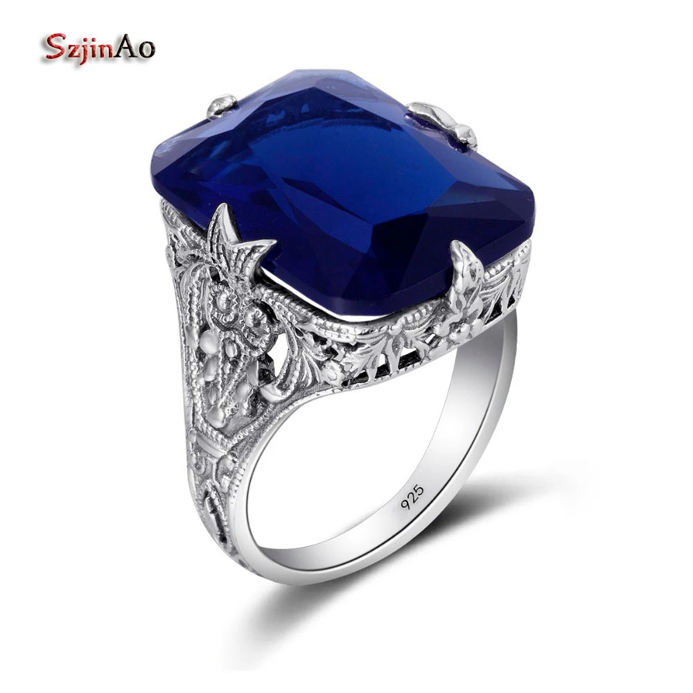 Szjinao Luxury Birthstone Square Engraved Ring Handmade Antique Sapphire Turkish Jewelry 100% 925 Sterling Silver Wedding Rings
Szjinao Luxury Birthstone Square Engraved Ring Handmade Antique Sapphire Turkish Jewelry 100% 925 Sterling Silver Wedding Rings