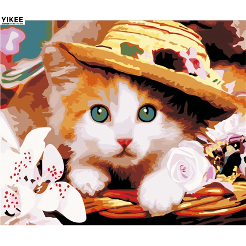 YIKEE Diamond Embroidery Cat With Hat 5d Diamonnd Painting Full Square/Round Drill Picture Of Rhinestones Beadwork e059
YIKEE Diamond Embroidery Cat With Hat 5d Diamonnd Painting Full Square/Round Drill Picture Of Rhinestones Beadwork e059