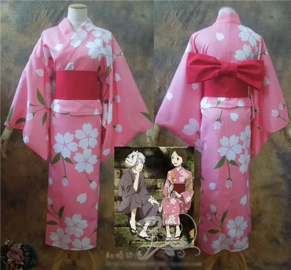 Аниме Hotarubi no Mori e Hotaru Takegawa вечерние ный косплей костюм белый цветок розовый кимоно