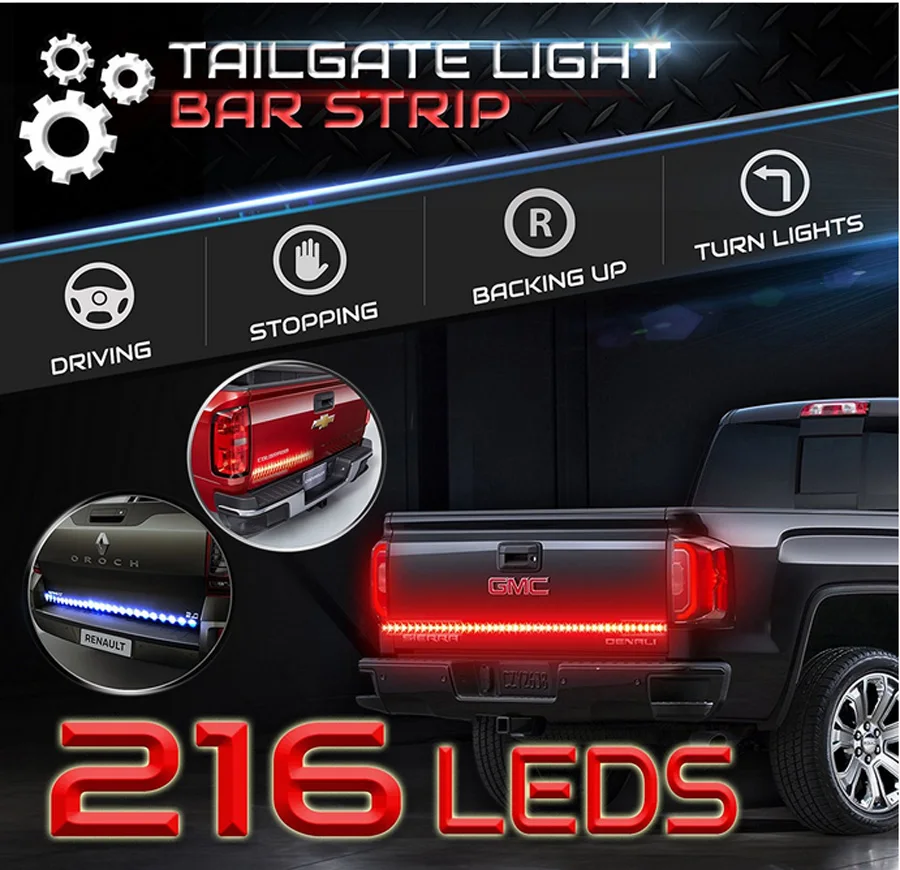60inch Red/White Tailgate Light Strip Bar Waterproof 216 LEDs brightness for Reverse Running Brake Turn Signal for Pickup Truck
60inch Red/White Tailgate Light Strip Bar Waterproof 216 LEDs brightness for Reverse Running Brake Turn Signal for Pickup Truck