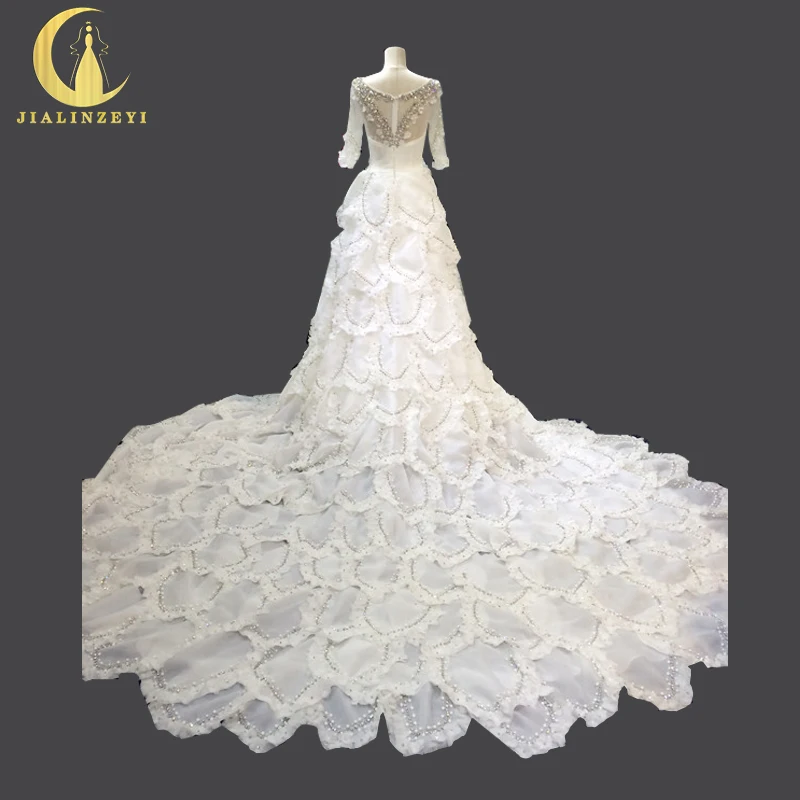 JIALINZEYI Sexy Crew Neck Half Sleeves Crystal Luxurious Mermaid with Long Train Wedding gown Wedding dresses
JIALINZEYI Sexy Crew Neck Half Sleeves Crystal Luxurious Mermaid with Long Train Wedding gown Wedding dresses