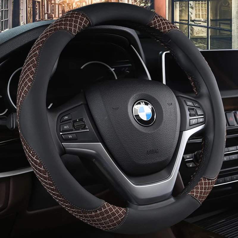 KKYSYELVA 38cm Auto Steering-Wheel Black Universal Car Steering Wheel Cover Leather Steering Covers Car Interior Accessories
KKYSYELVA 38cm Auto Steering-Wheel Black Universal Car Steering Wheel Cover Leather Steering Covers Car Interior Accessories